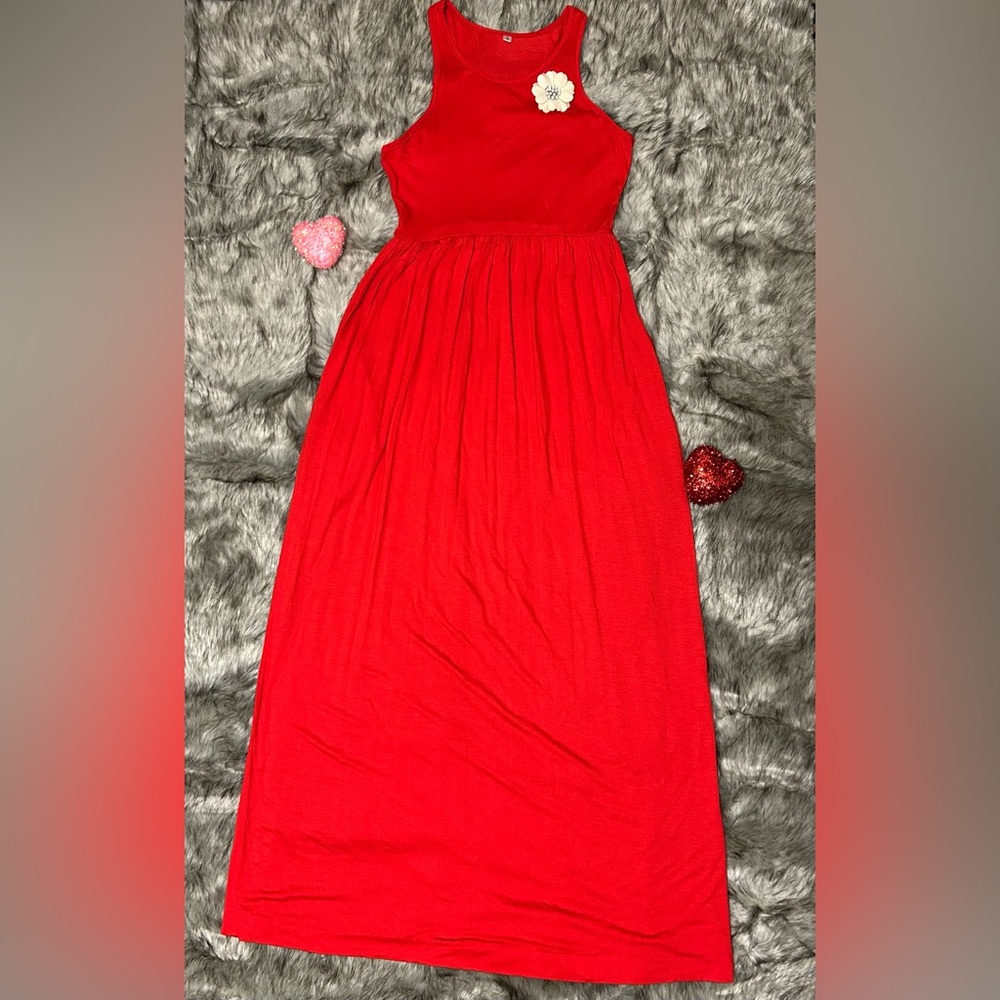 Red Maxi Dress ♥️, Racerback/Rayon/Spandex, Sz Small - Picture 7 of 8